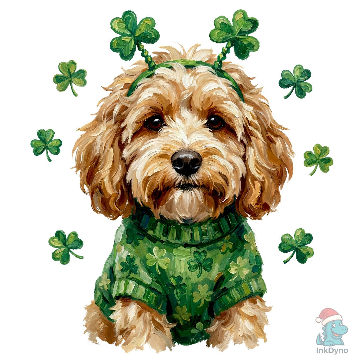 Cute Dog Shamrock Oil Paint