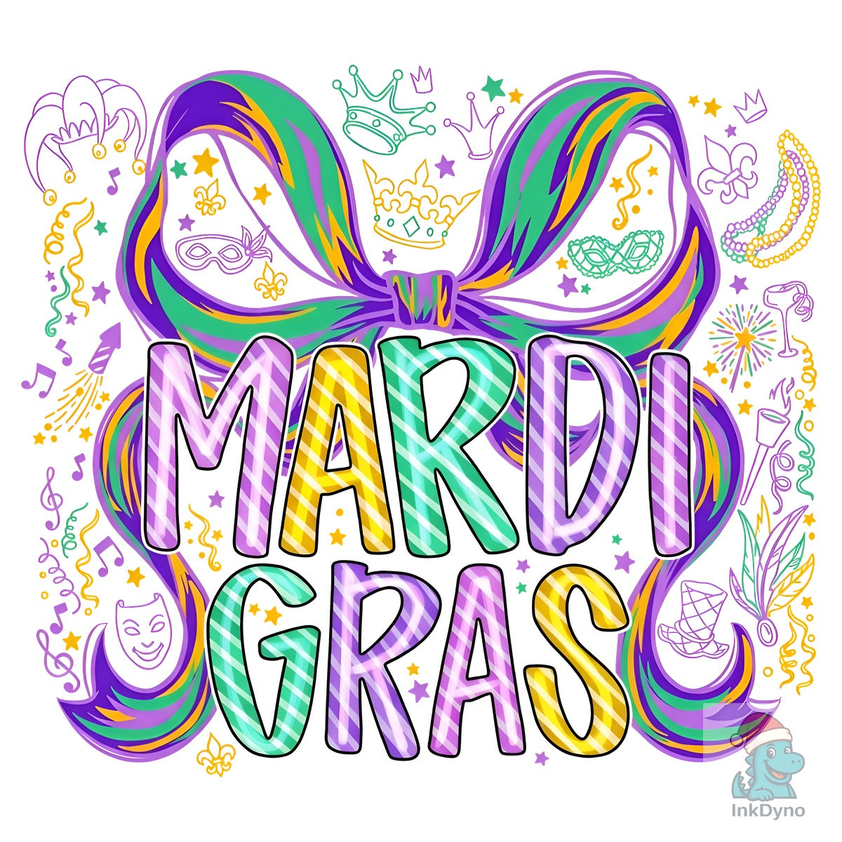 Mardi Gras Colorful Bow Quote