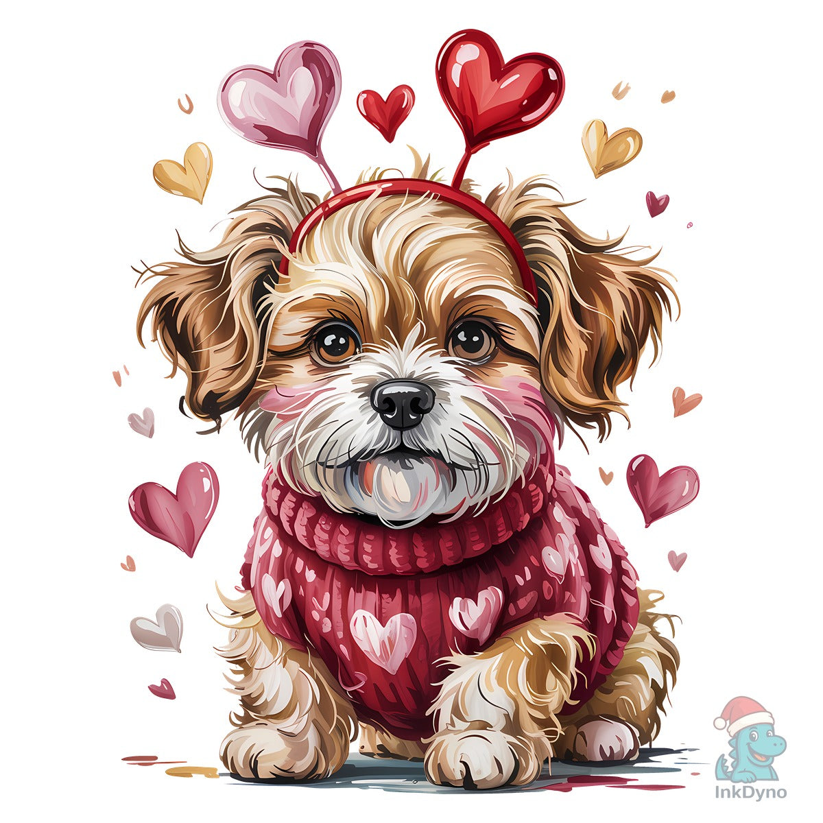 Valentines Hand Painted Goldendoodle