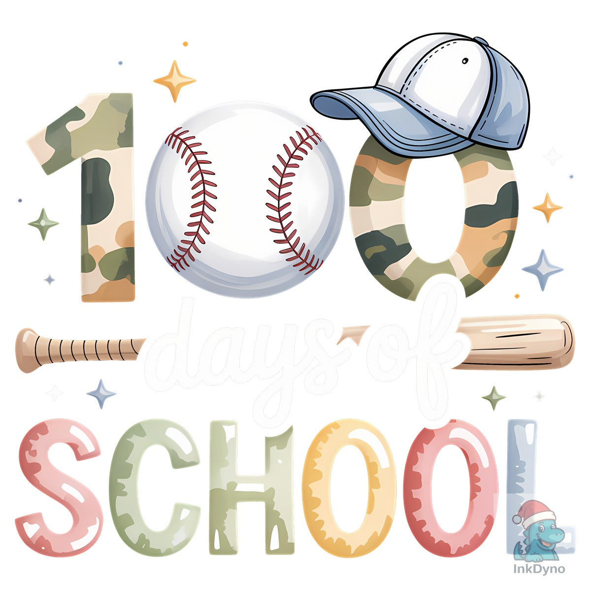 100 Days of School Baseball Camo