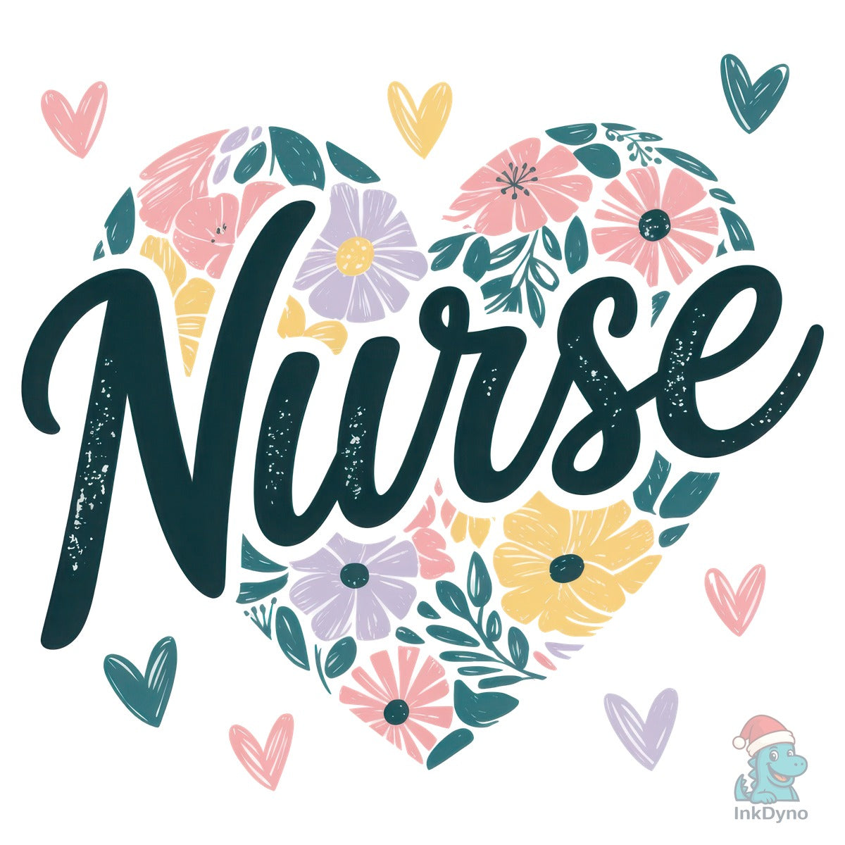 Retro Nurse Floral Heart