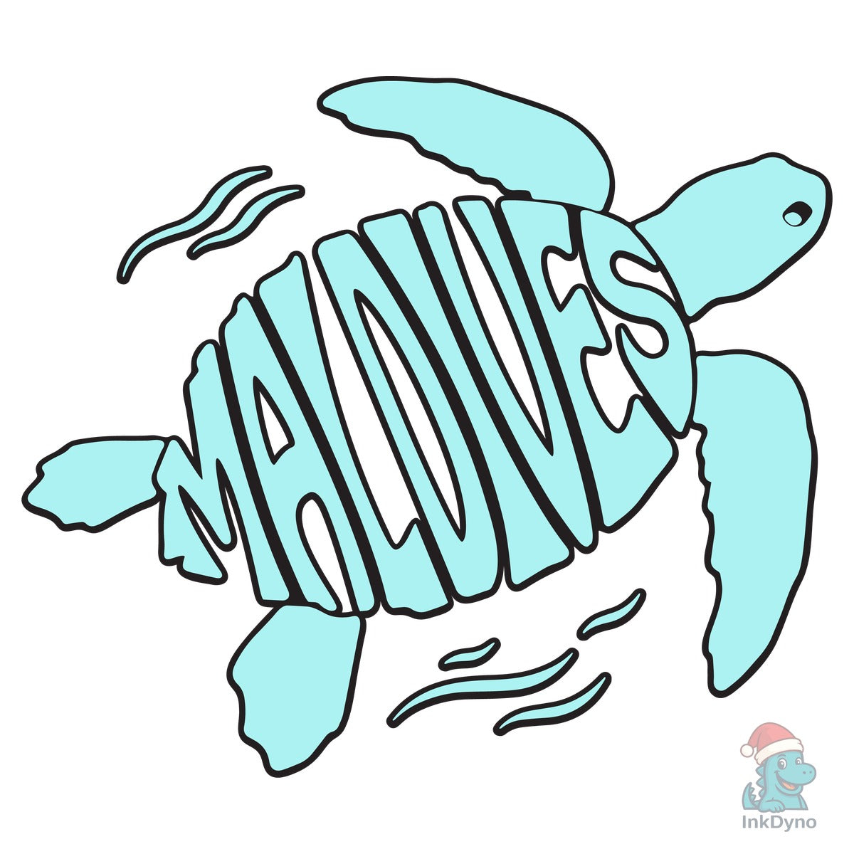Maldives Word Art in a Sea Turtle Shape