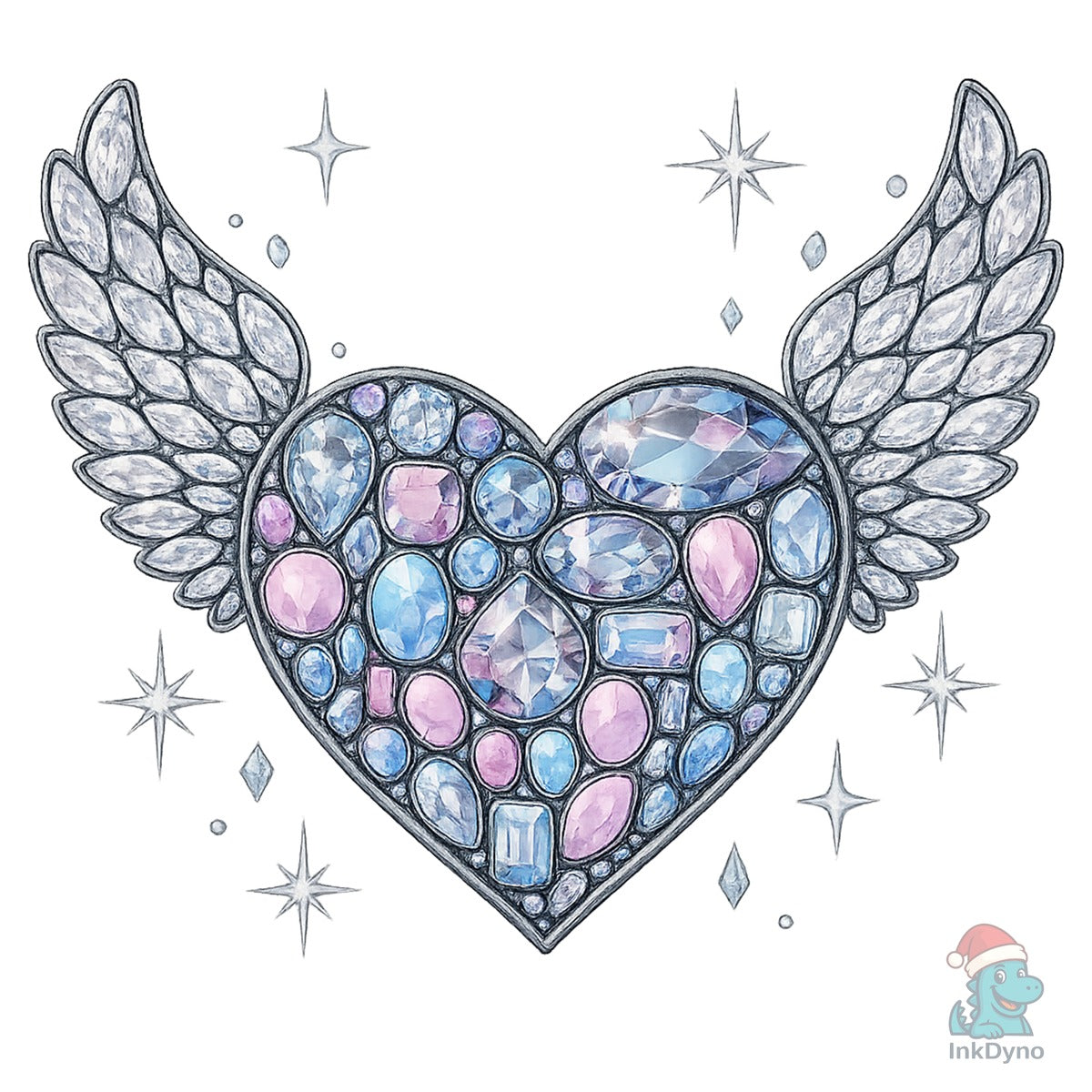 Faux Rhinestone Winged Heart