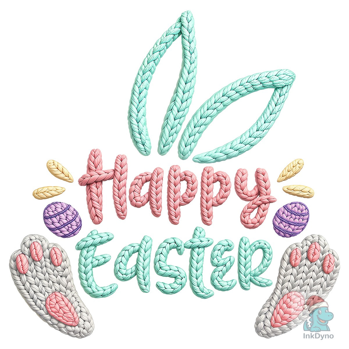 Happy Easter Faux Crochet Embroidery Pn