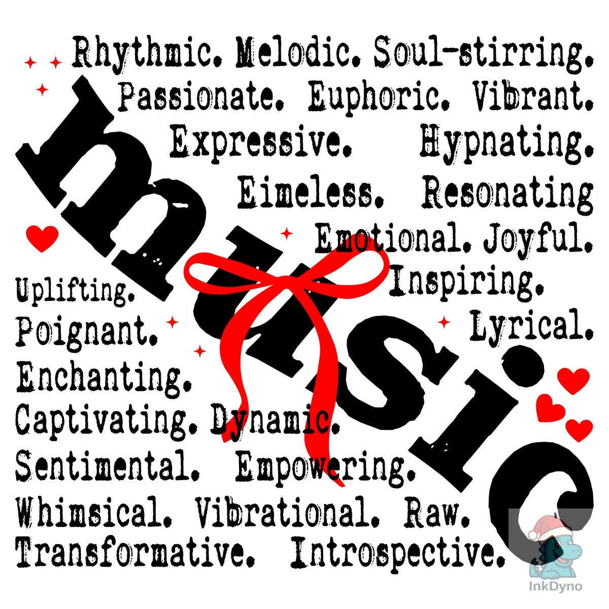 Music Words Music Coquette Bow