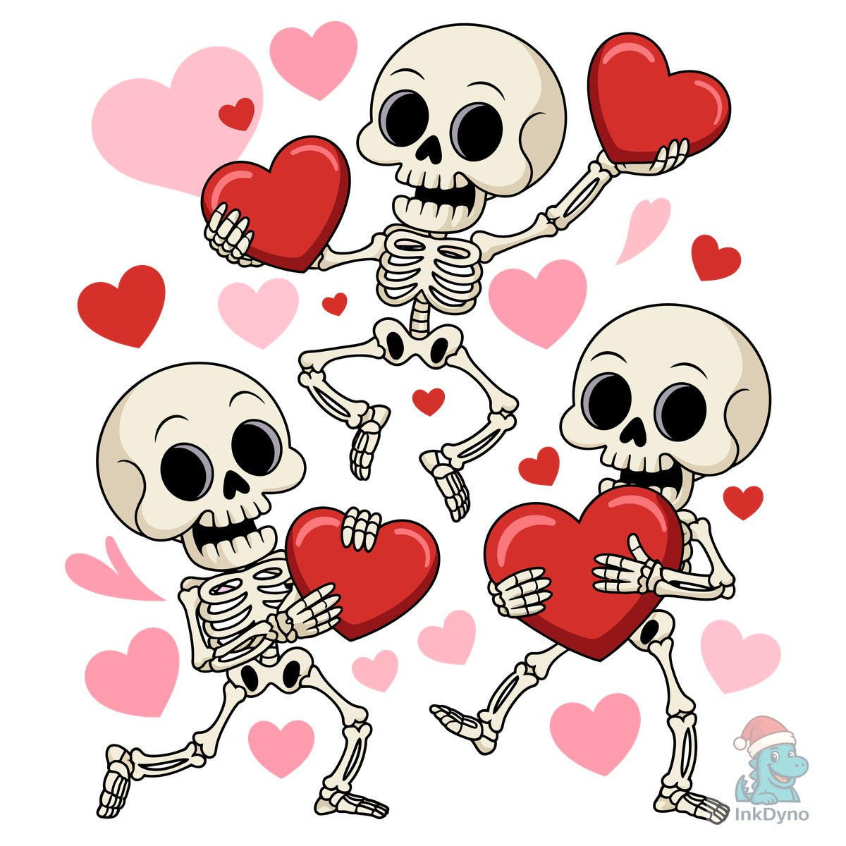 Funny Dancing Skeletons Hearts Valentine