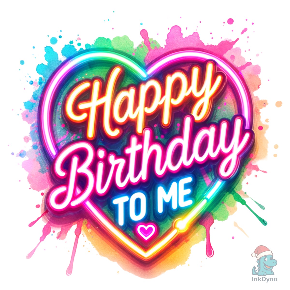 Neon Happy Birthday to Me Heart