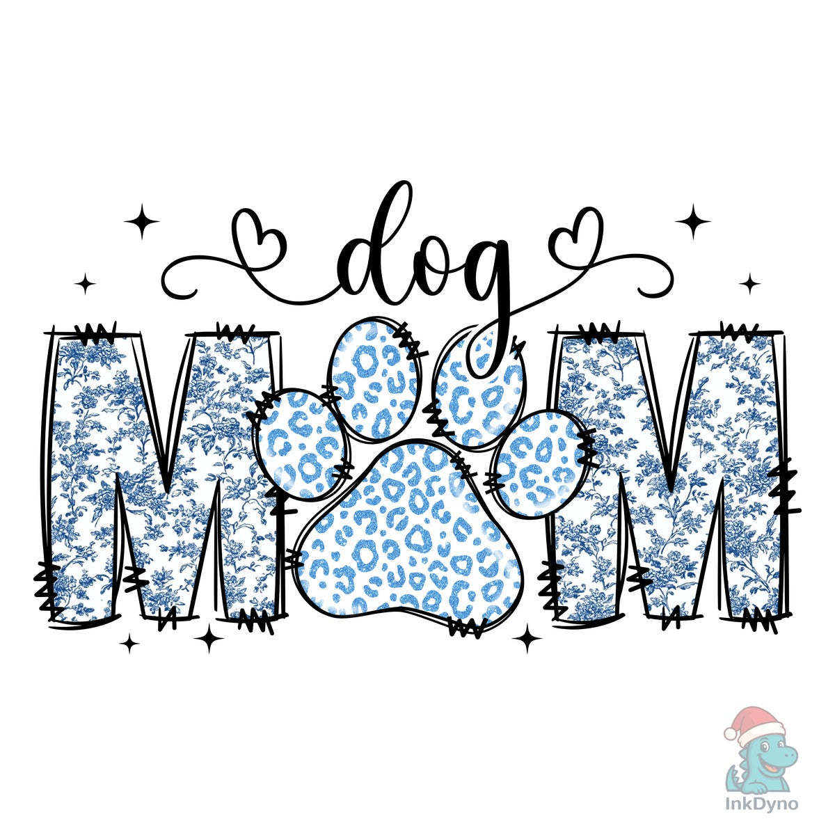 Blue Toile Dog Mom Retro Aesthetic