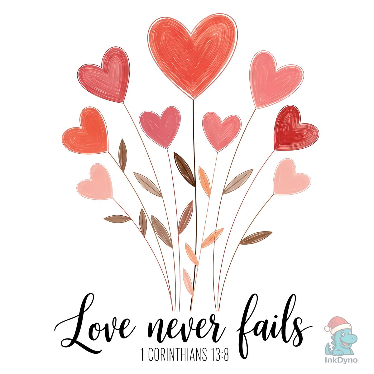Love Never Fails Bible Verse Sublimation