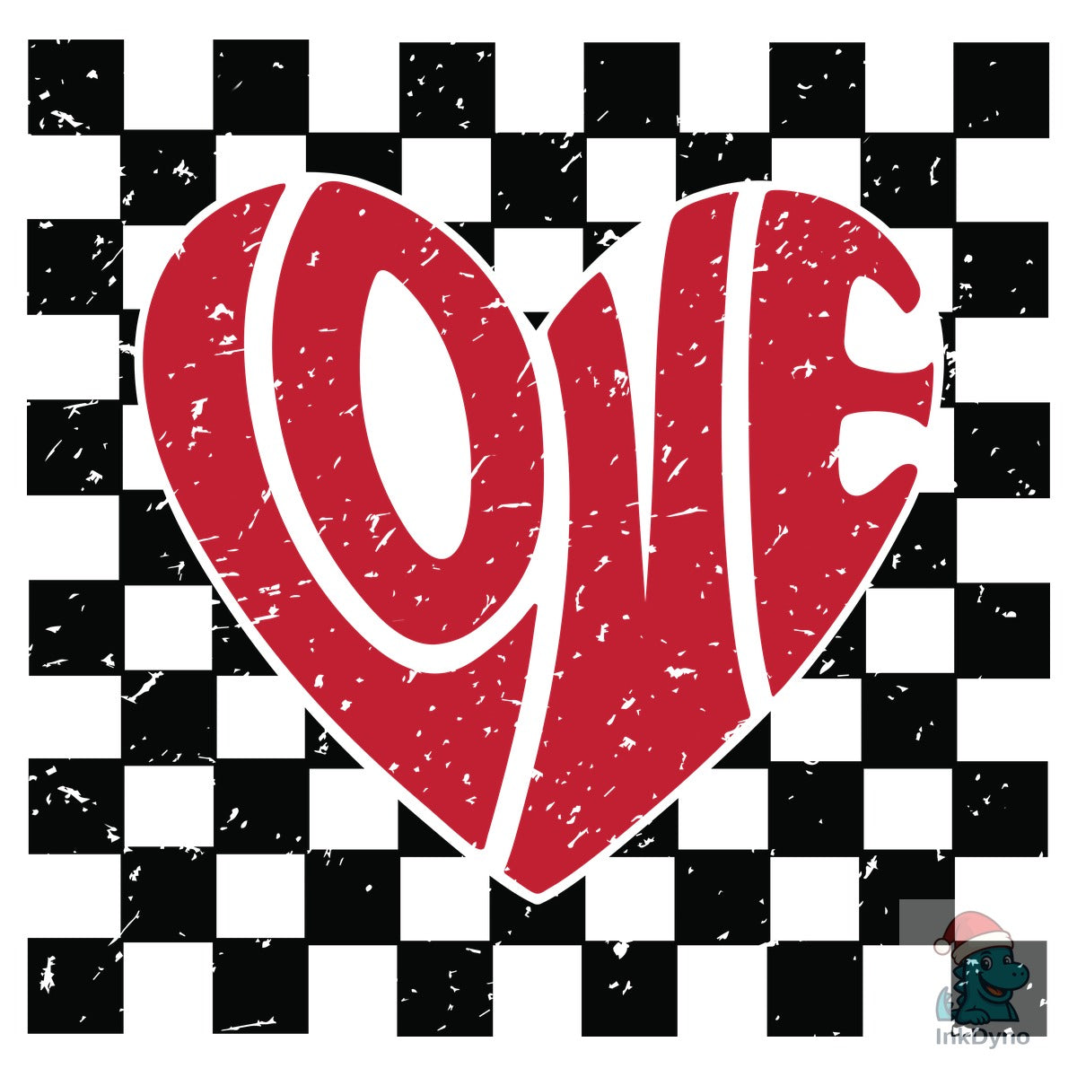 Retro Valentine Love Checkered Heart