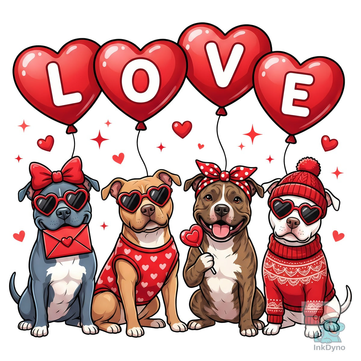 Cute Valentine Pitbull Dogs