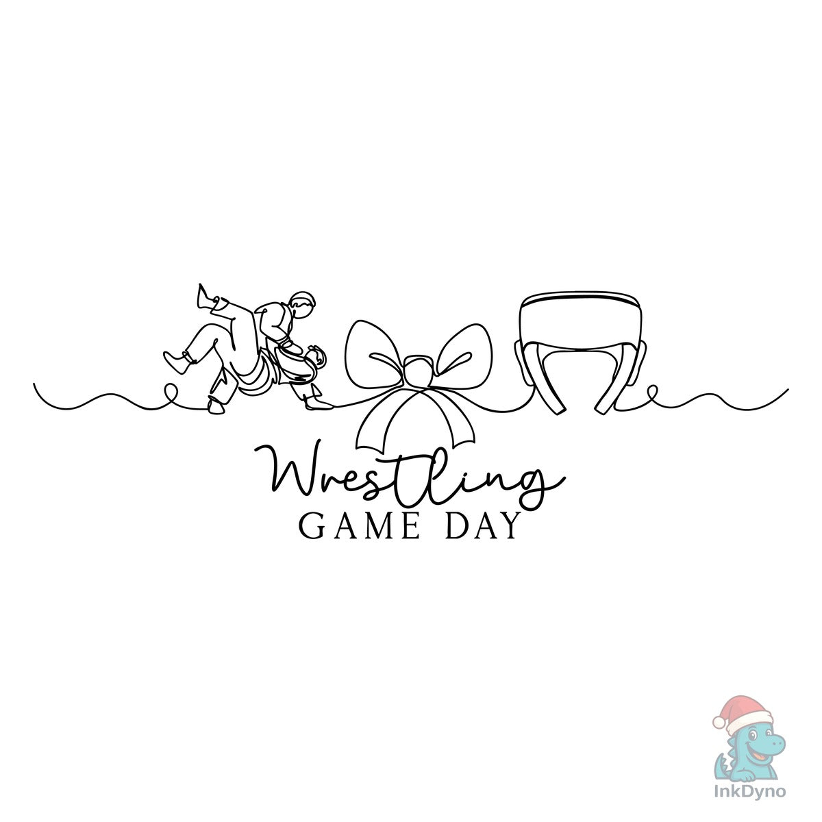 Wrestling Game Day Single Line Art