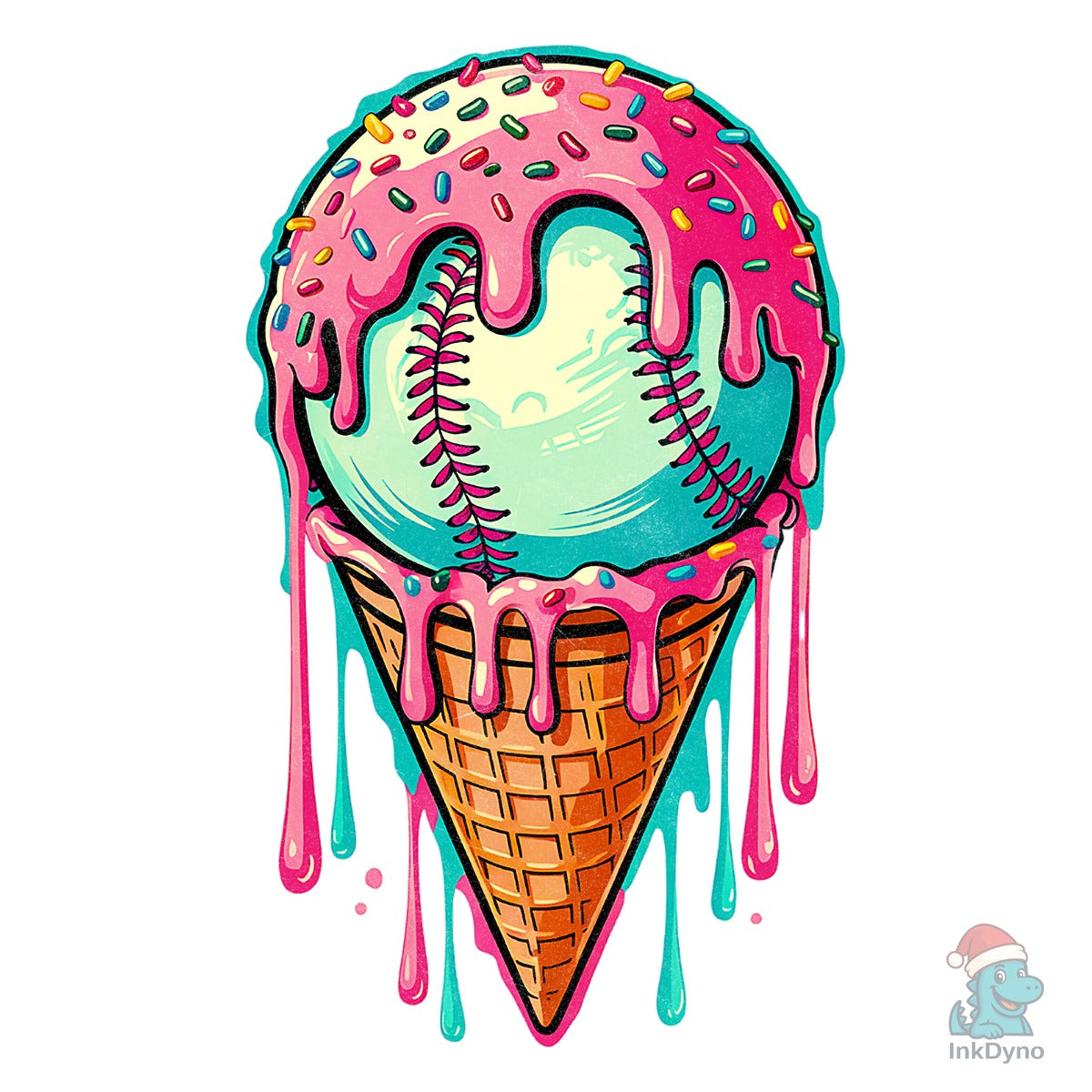 Ice Cream Cone Sprinkle Baseball Drip