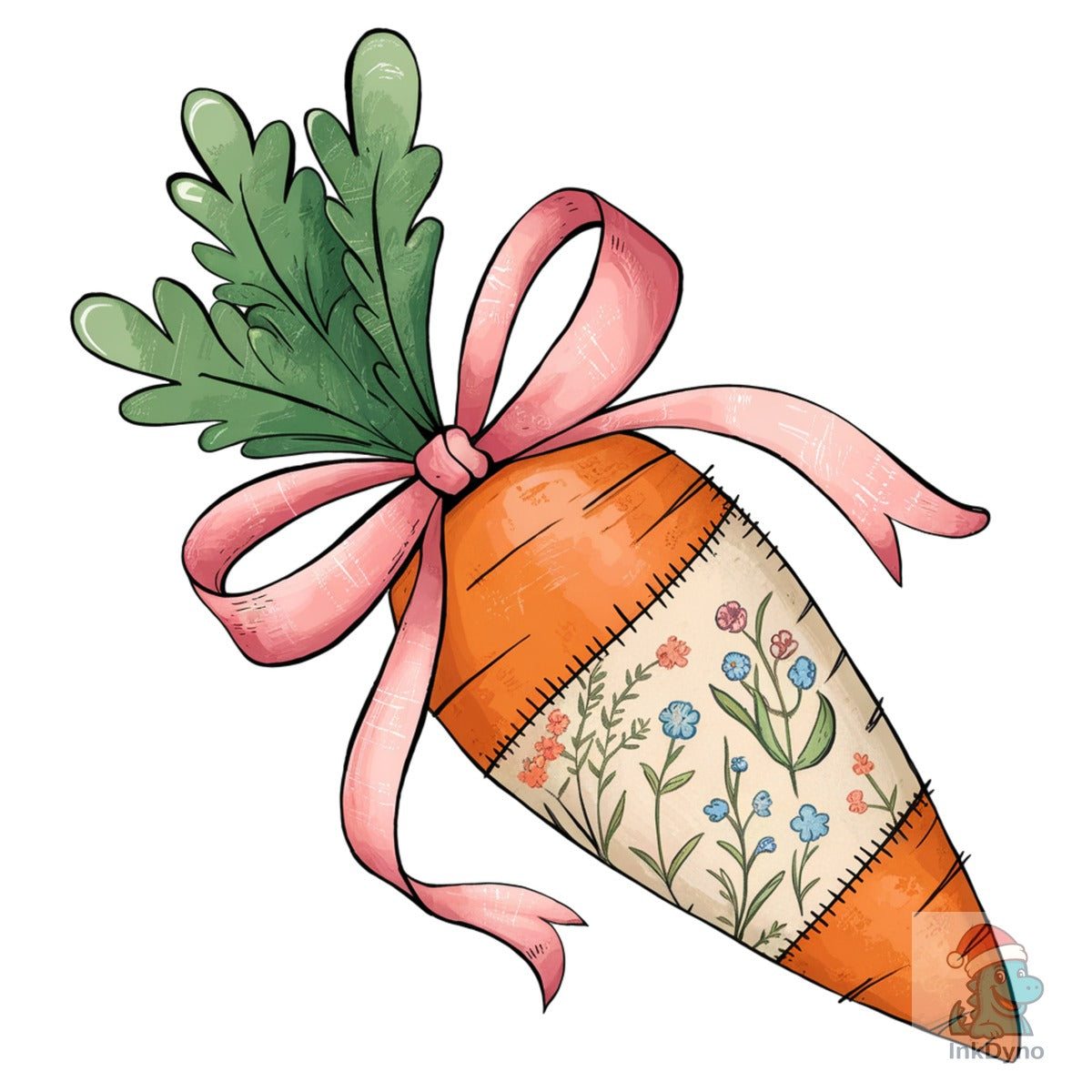 Floral Easter Carrot Coquette Bow