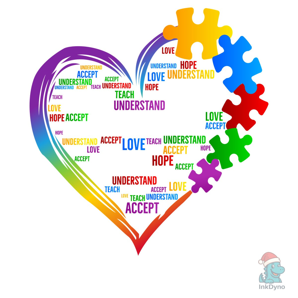 Autism Awareness Heart Teacher Life
