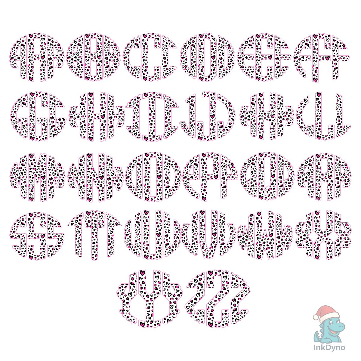 Heart Cheetah Bow Monogram