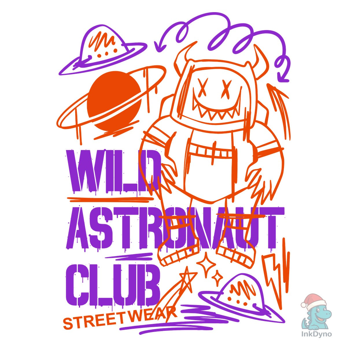 Wild Astronaut Graffiti T-shirt Design