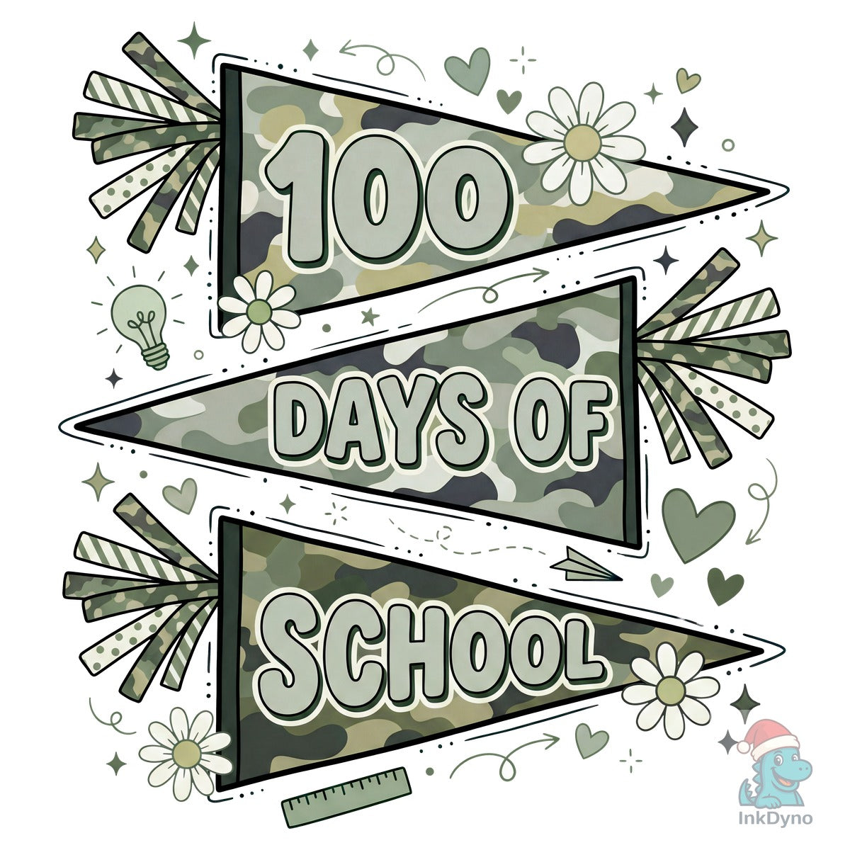 Camo 100 Days of School Pennants