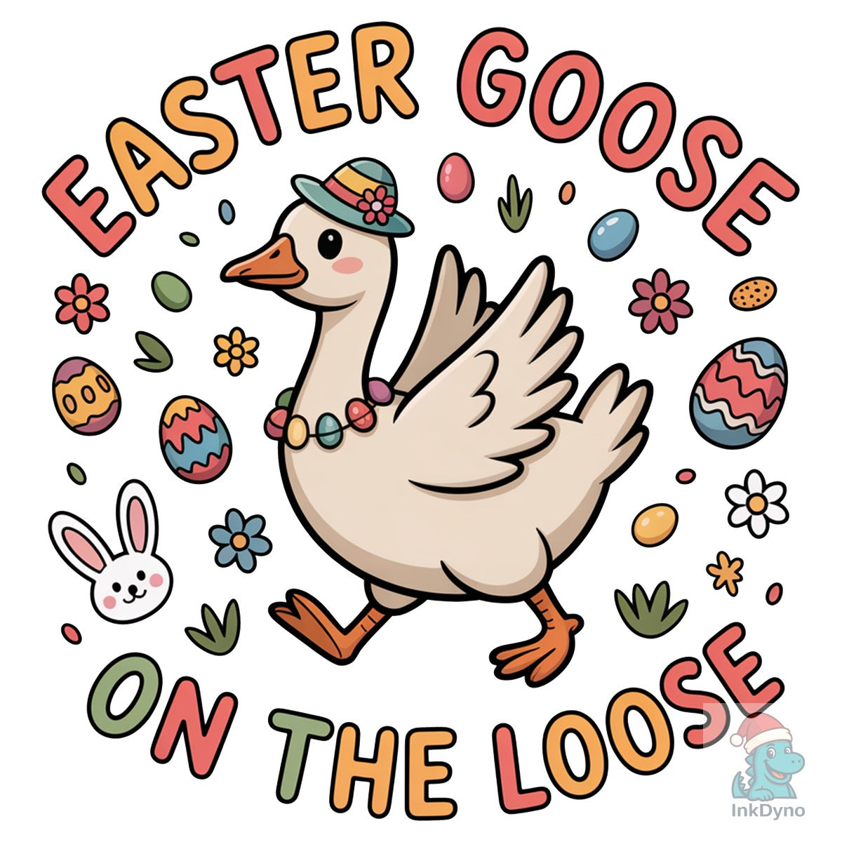 Easter Cute Silly Bunny Goose Bow