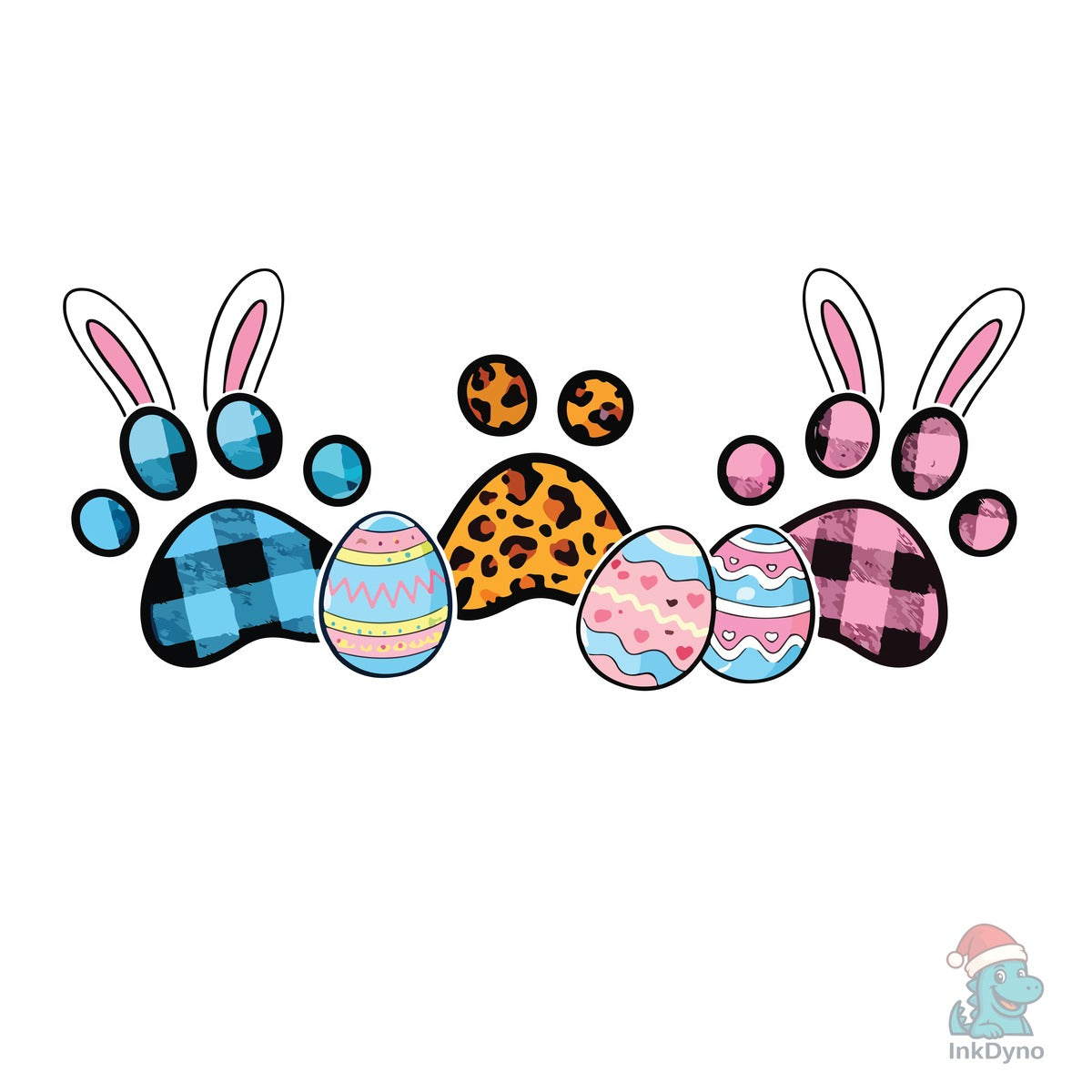 Buffalo Plaid Leopard Paw Happy Easter
