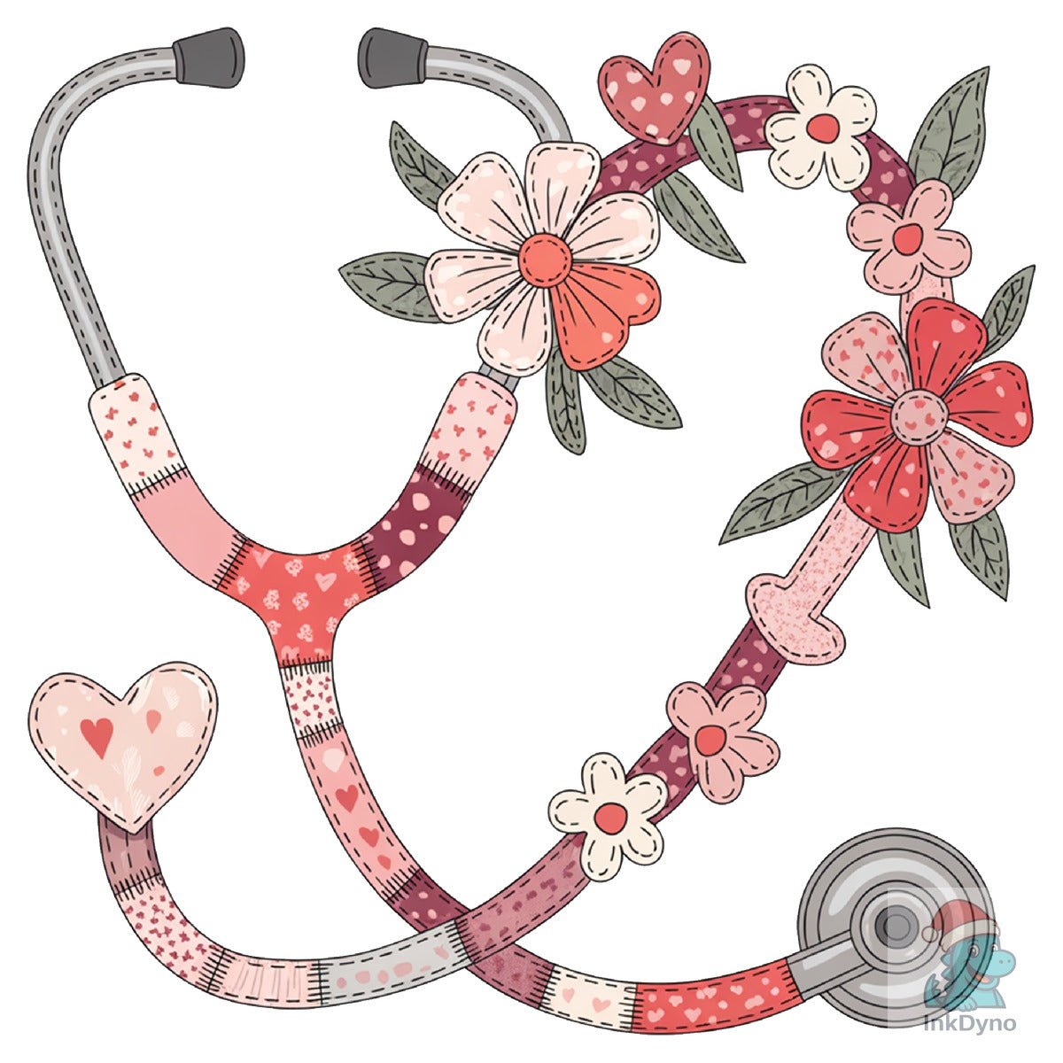 Floral Nurse Stethoscope Valentine