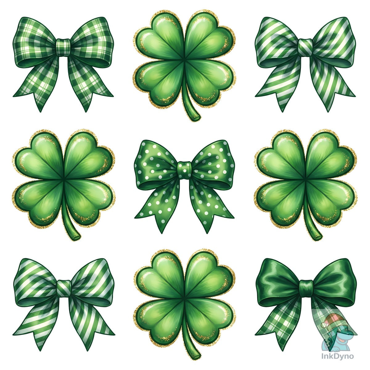 St Patrick Shamrock and Green Bow