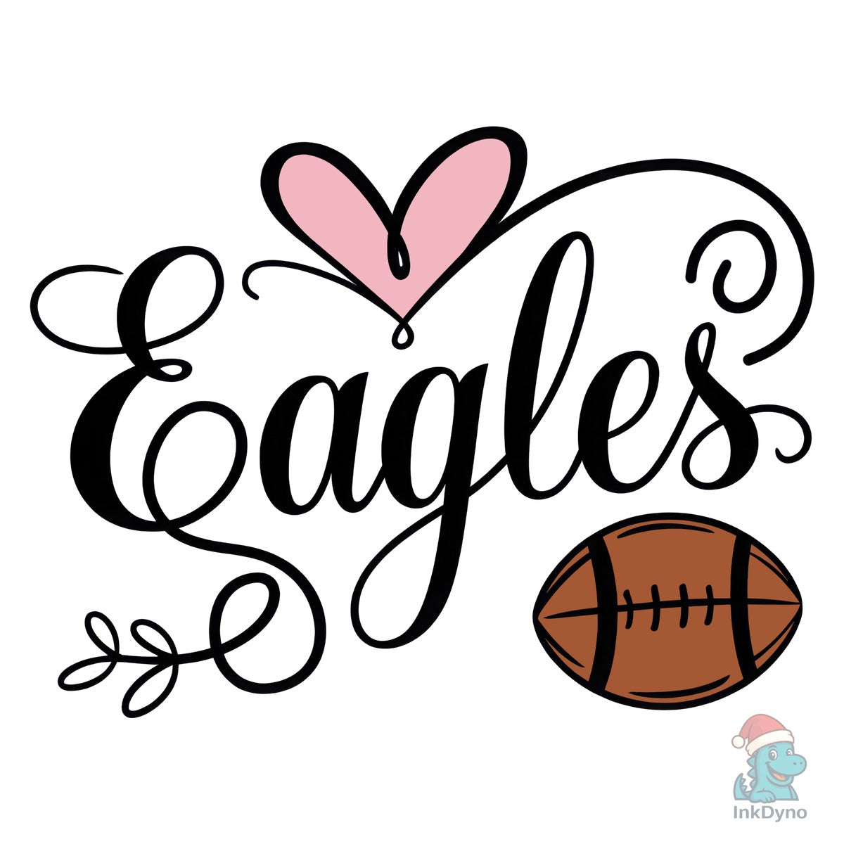 Eagles Football Mascot Pink Heart