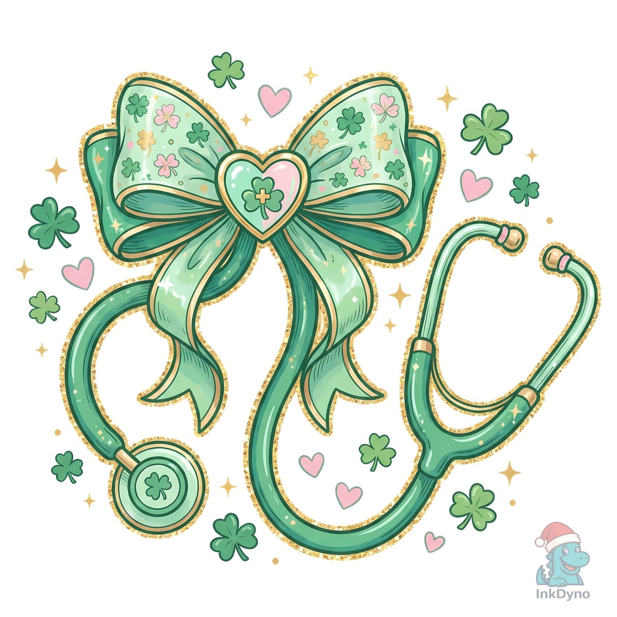 St. Patrick's Day Bow & Stethoscope