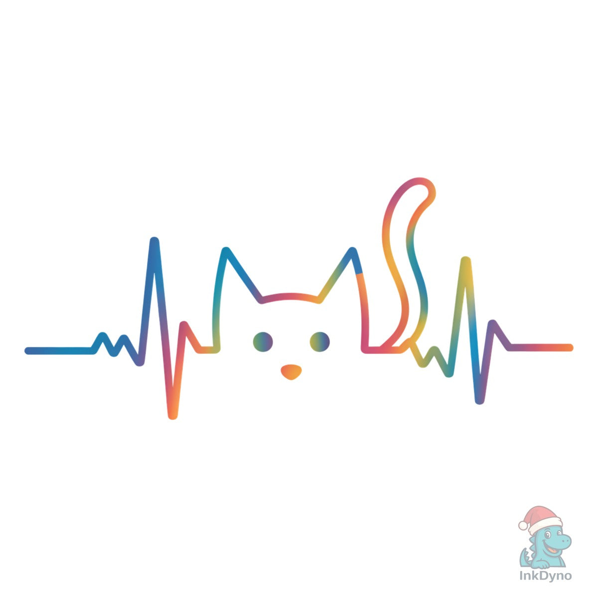 Rainbow Cat Heartbeat Line