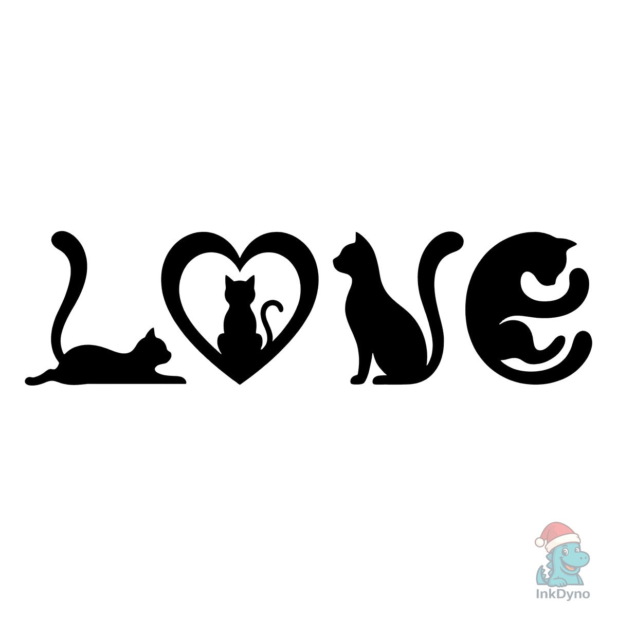 Black Cat Shapes Forming LOVE Graphic