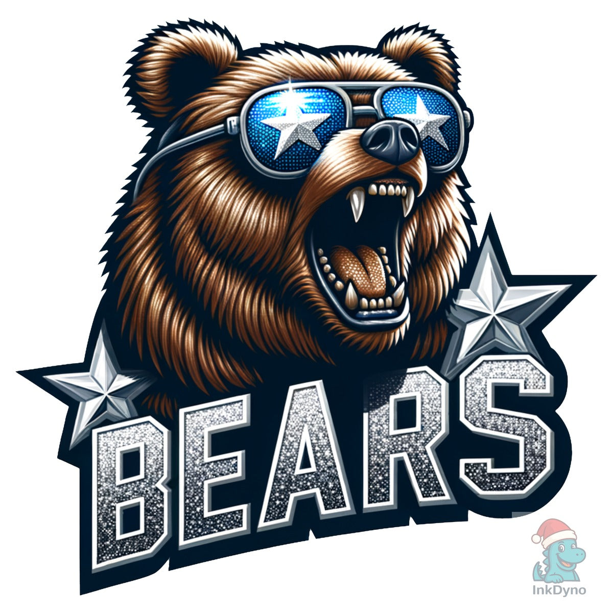 Bears Football Mascot Silver Stars