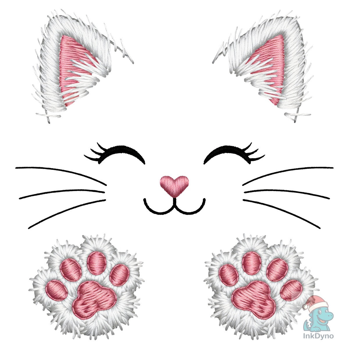 Cute Embroidery Cat Face with Paws