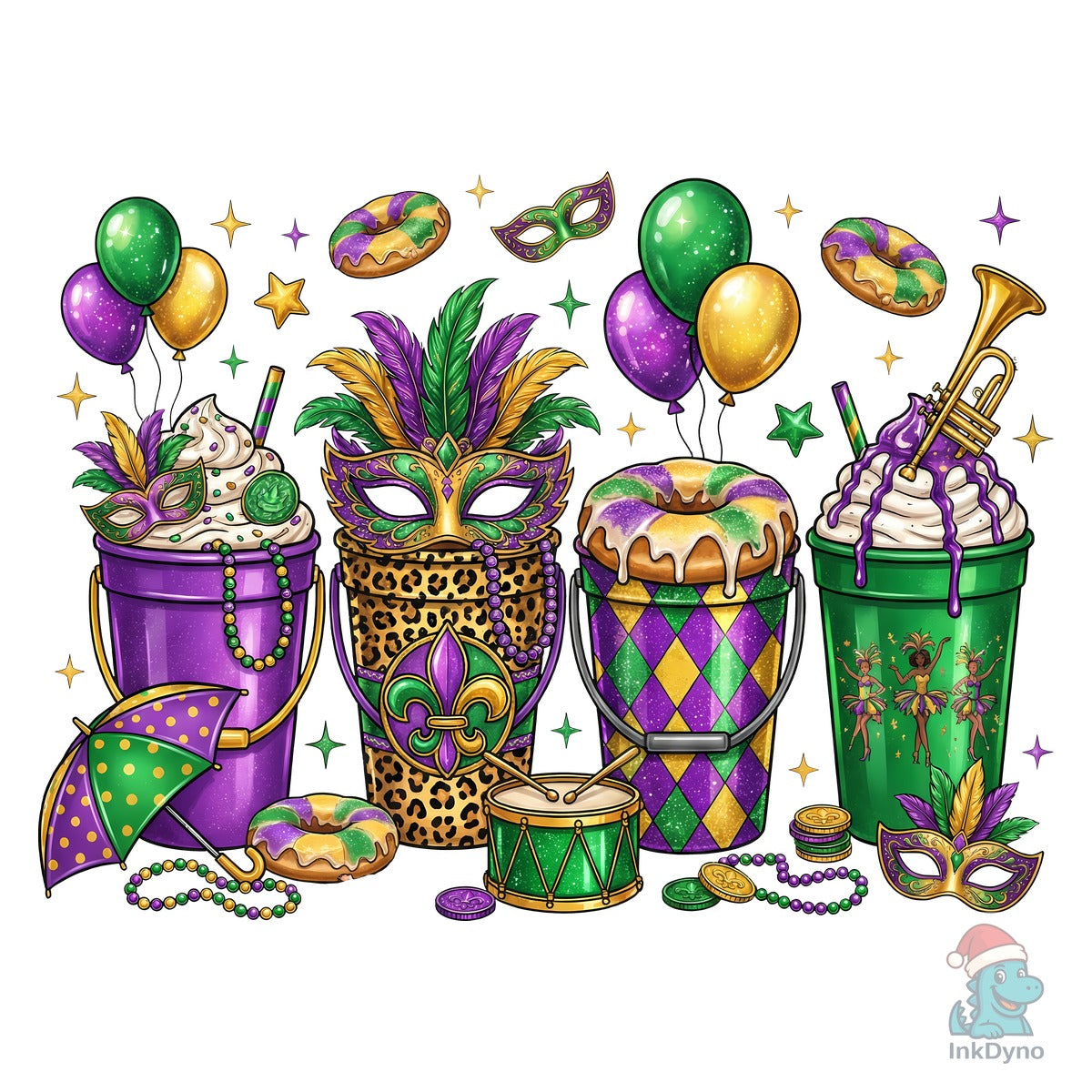 Mardi Gras Drink Buckets Sublimation