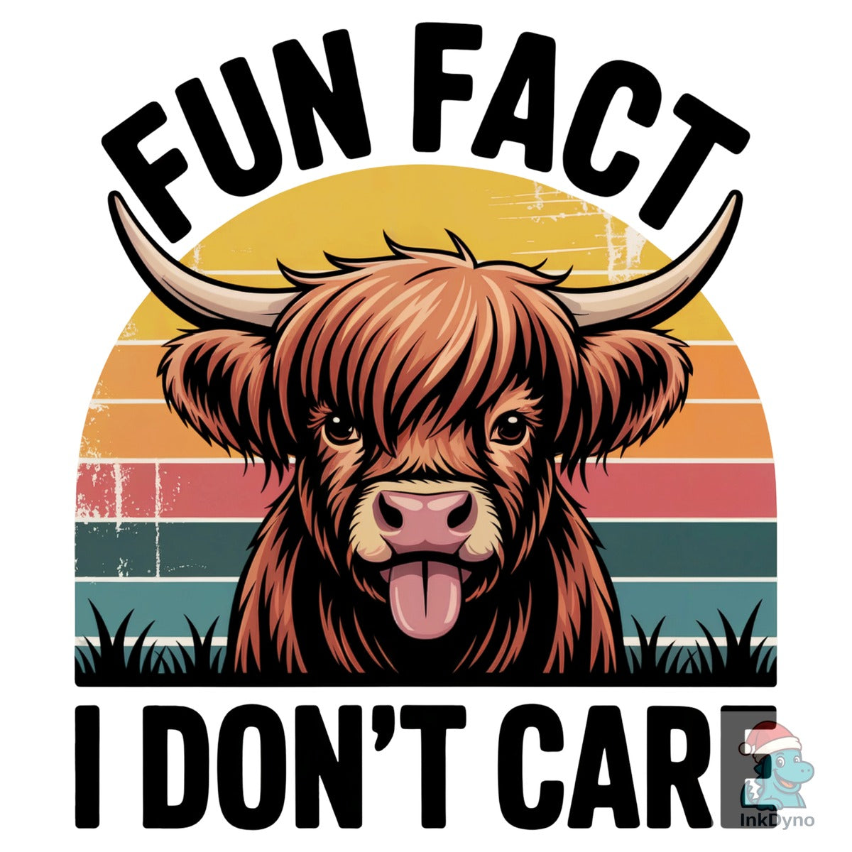 Retro Funny Highland Cow