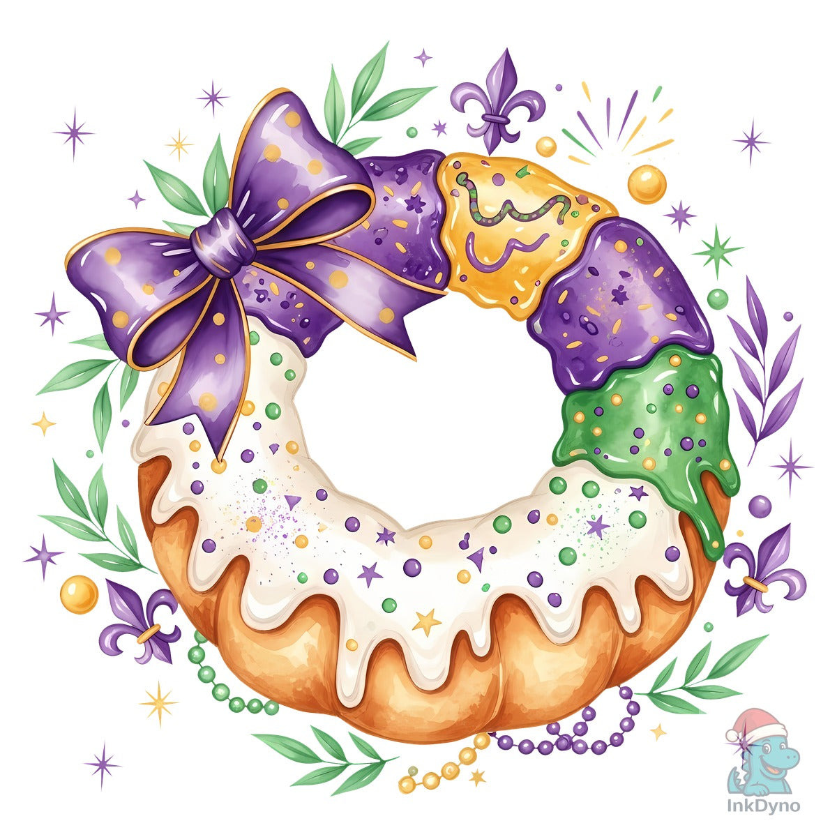 Mardi Gras King Cake Wreath Design