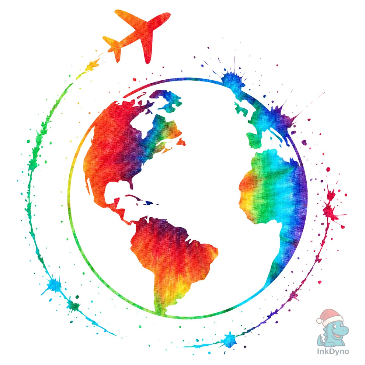 Watercolor Globe Tie Dye Earth Travel