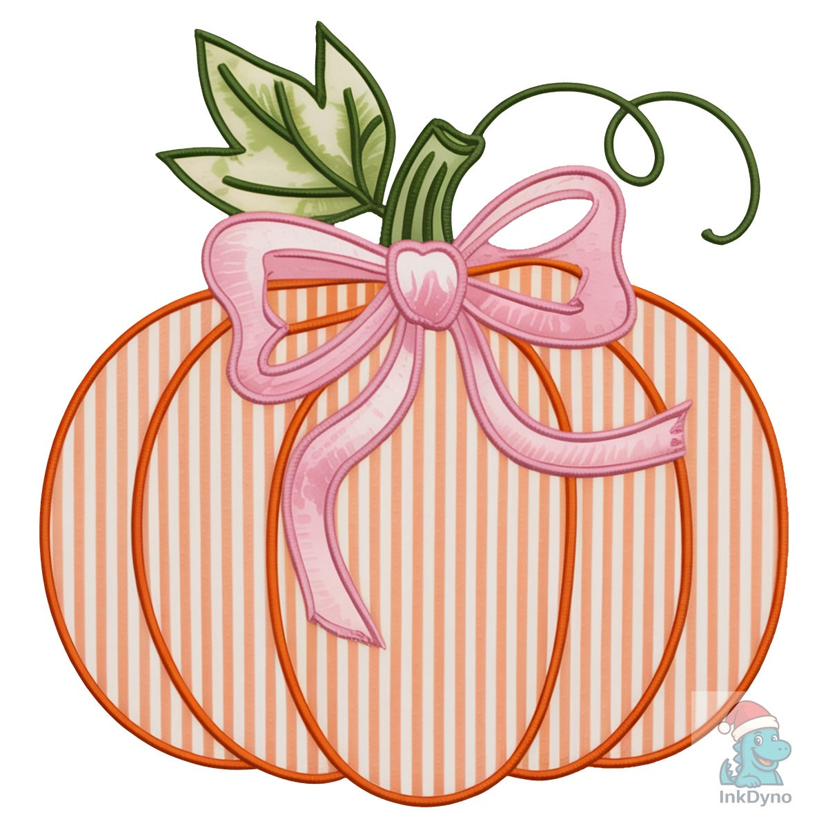 Preppy Pumpkin Bow Faux Embroidery