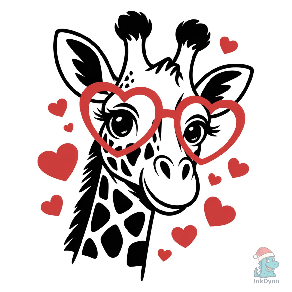 Valentine Giraffe Cute Heart Glasses