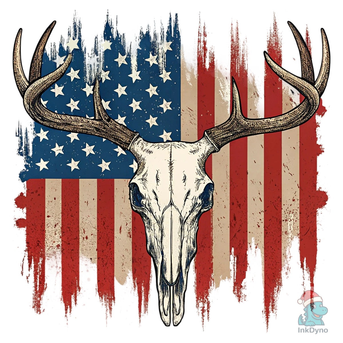 Patriotic Deer Skull USA Flag Shirt