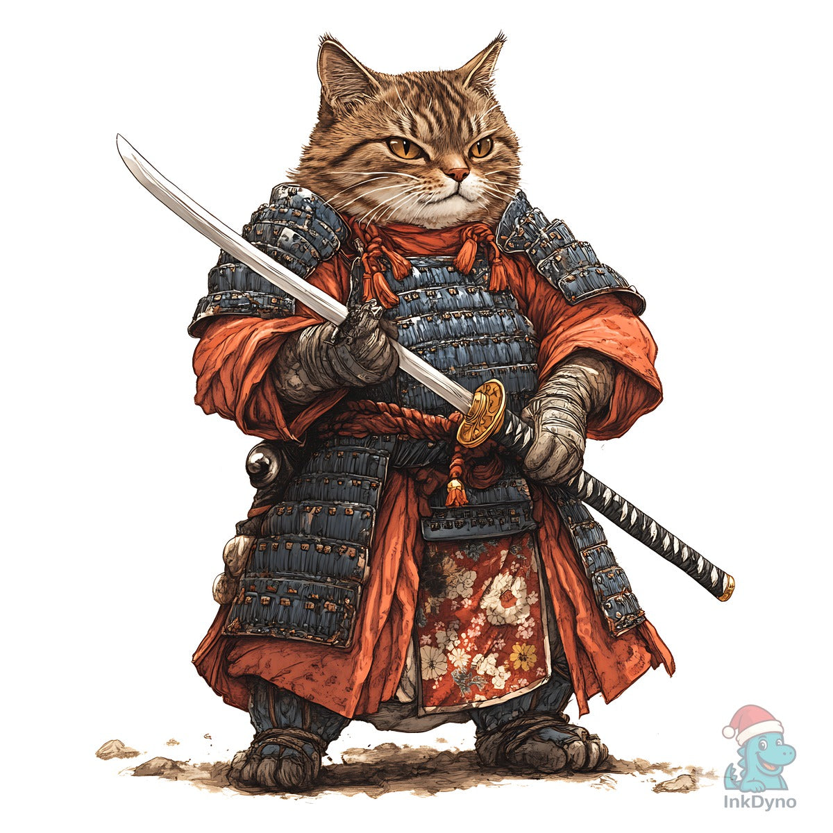 Samurai Cat Warrior Anime Style Artwork