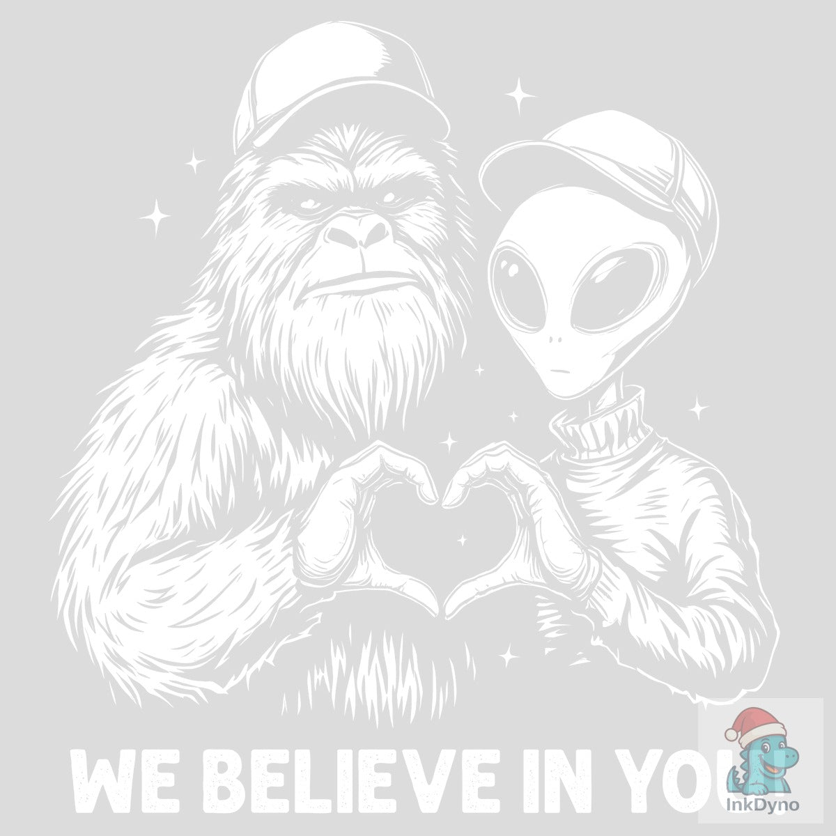 Alien & Bigfoot Heart Hands Design