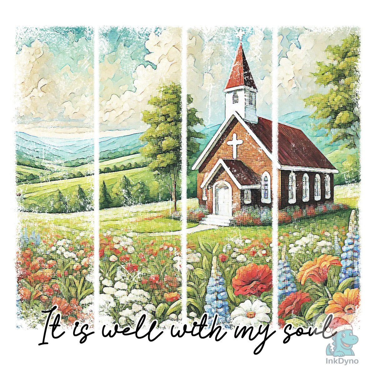 Country Church Floral Panel