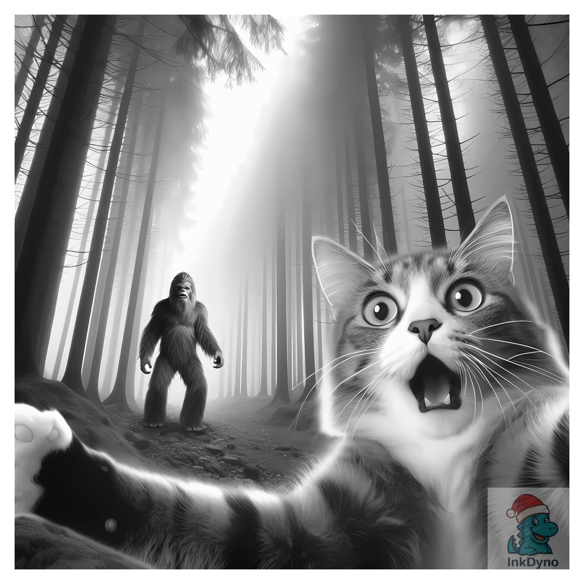Selfie of Scared Cat and Bigfoot