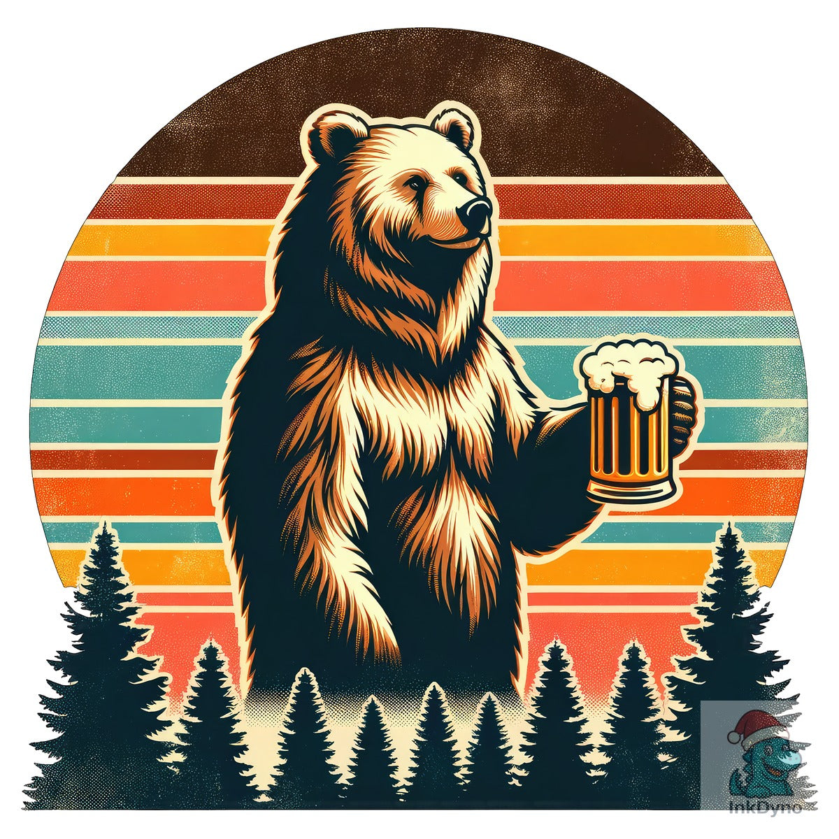 Funny Bear with Beer T-Shirt Design