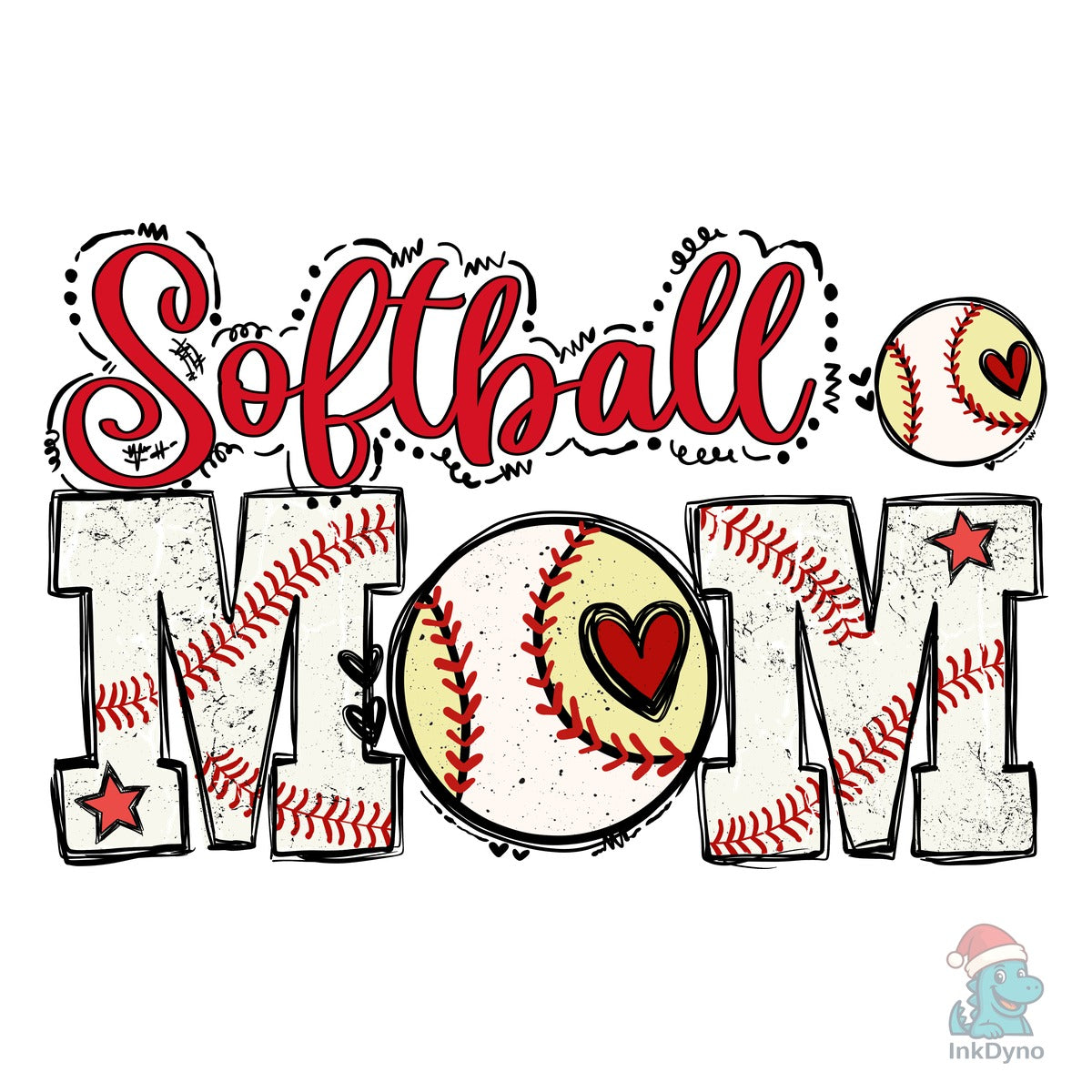 Softball Mom Retro Grunge Heat-Press Graphic