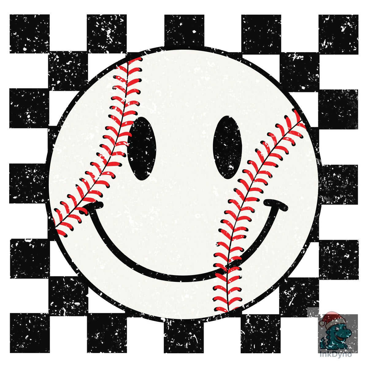 Retro Baseball Smiley Face