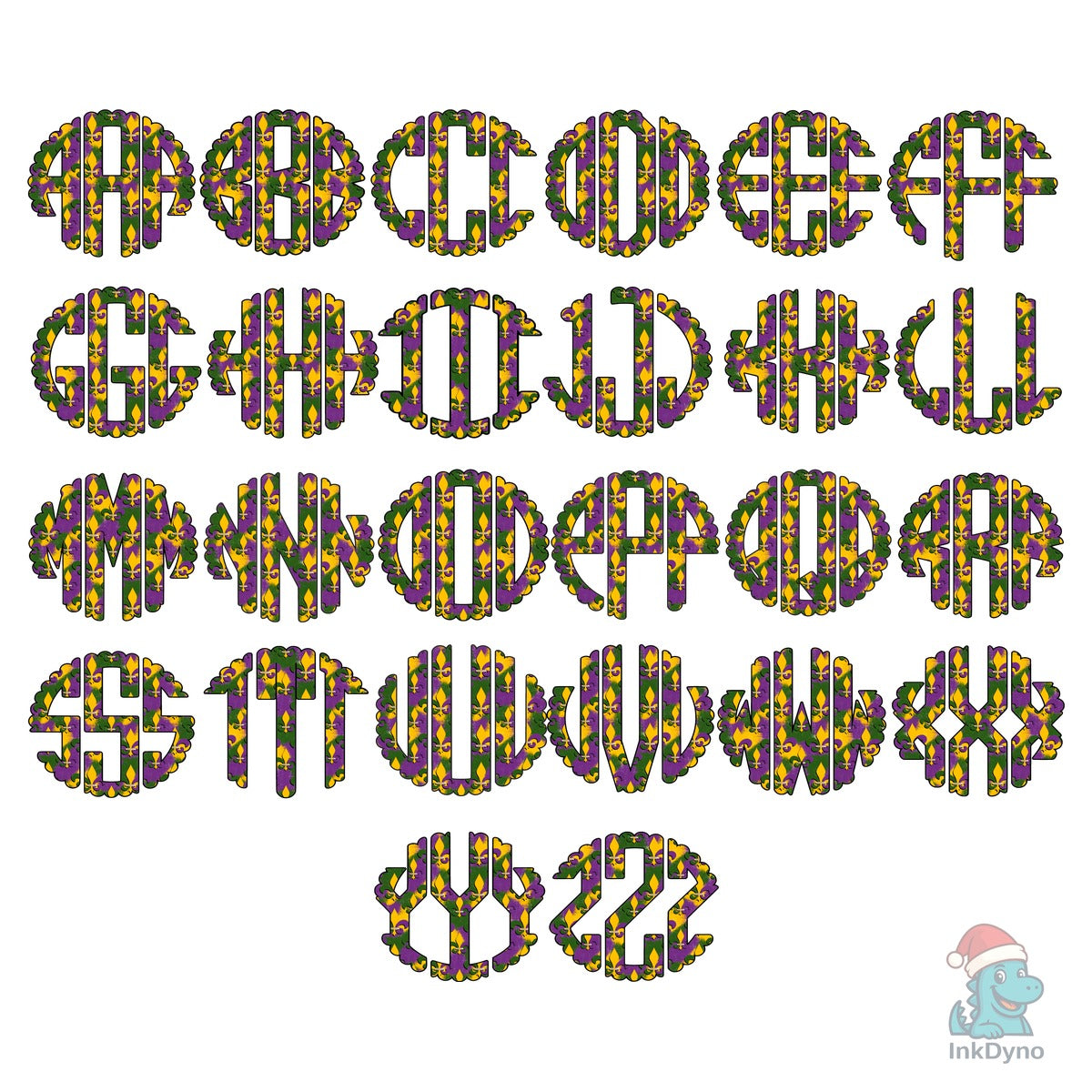 Mardi Gras Carnival Monogram Sublimation