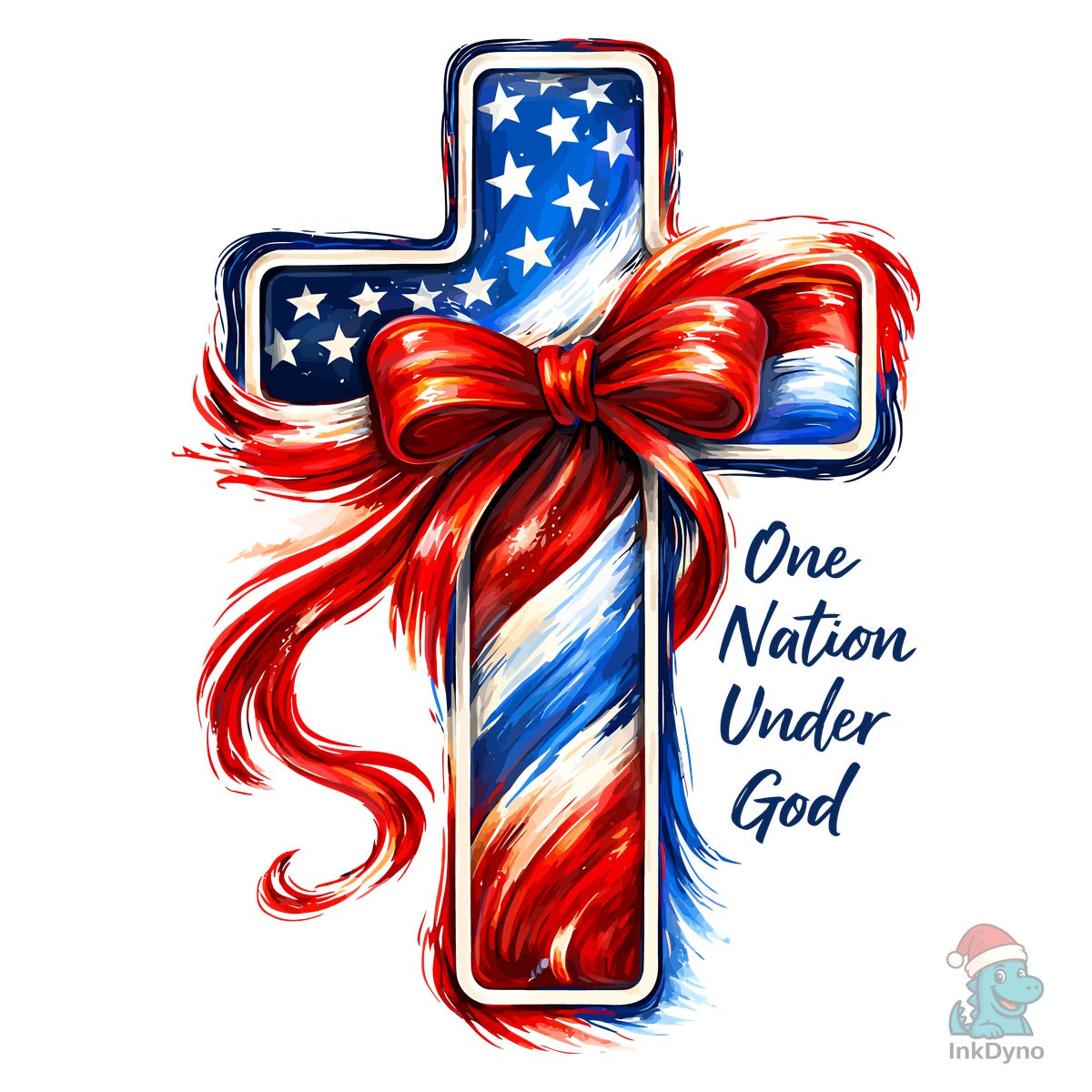 Patriotic American Flag Cross Art