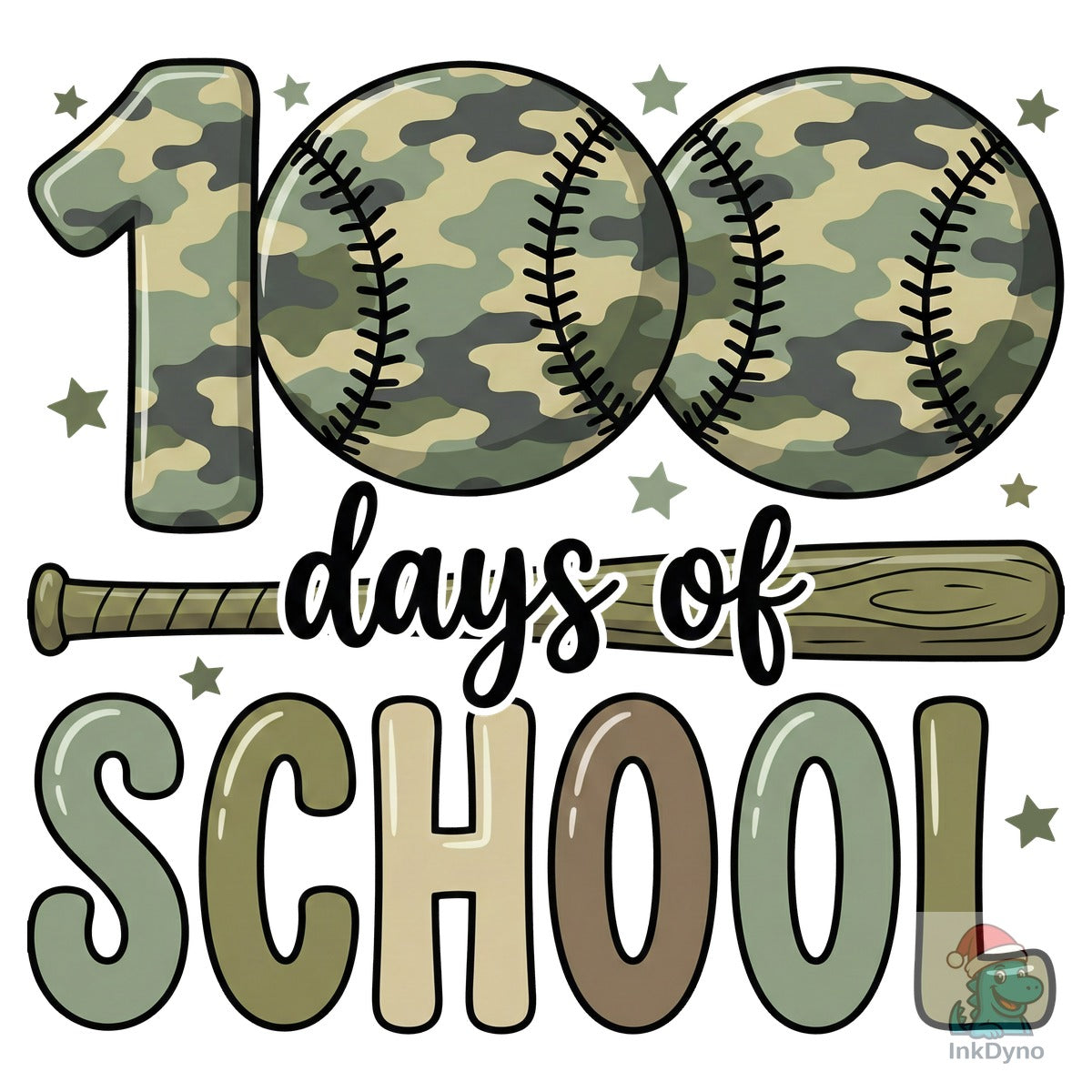 Camo Baseball 100 Days of School