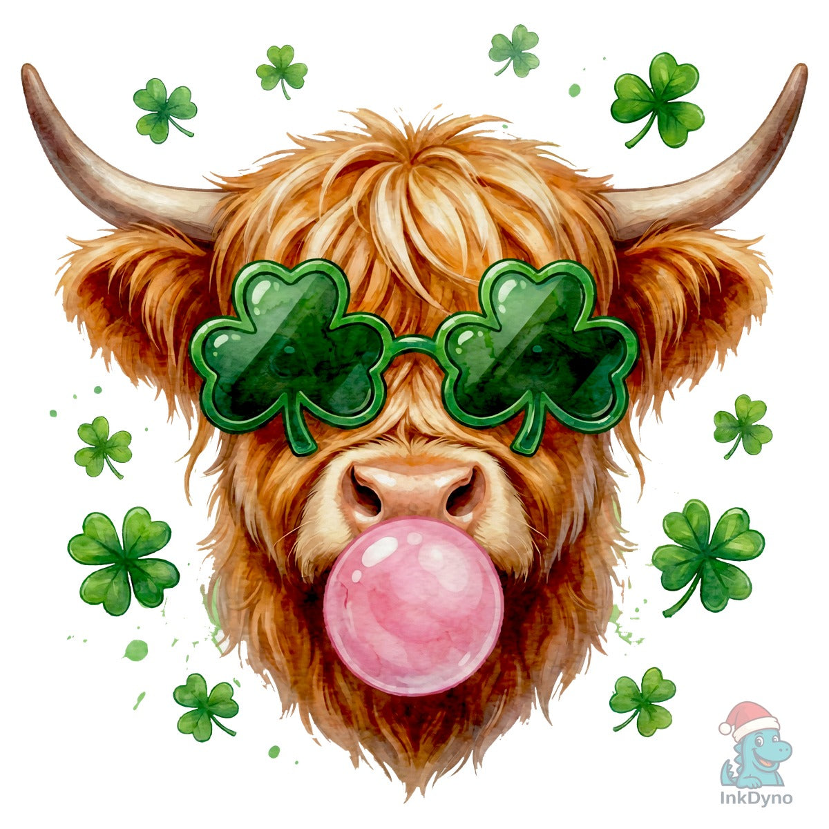Watercolor Highland Cow St Patrick's